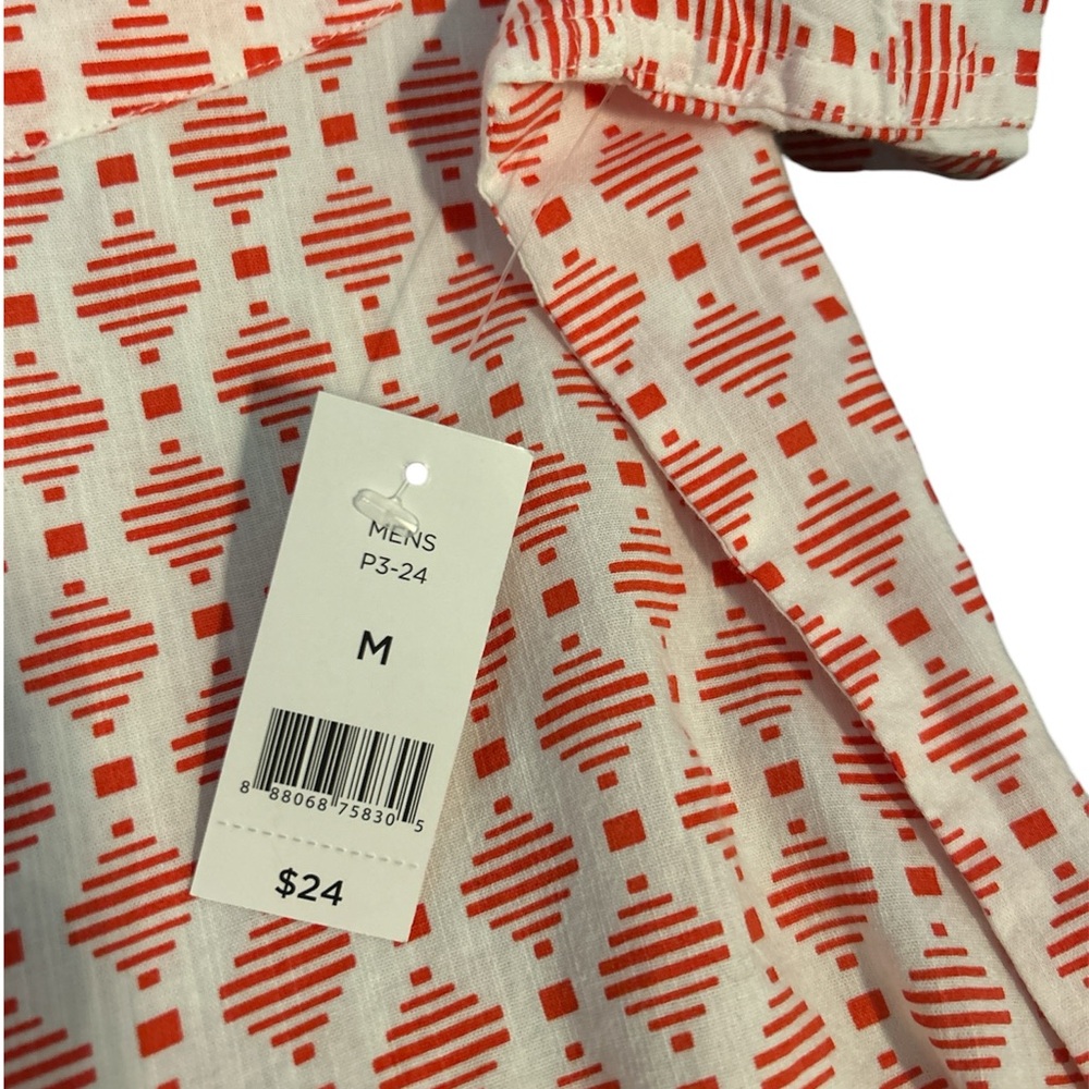 New Mens 100% Cotton Orange and White Pattern Short Sleeve ( Dip) - Picture 8 of 8
